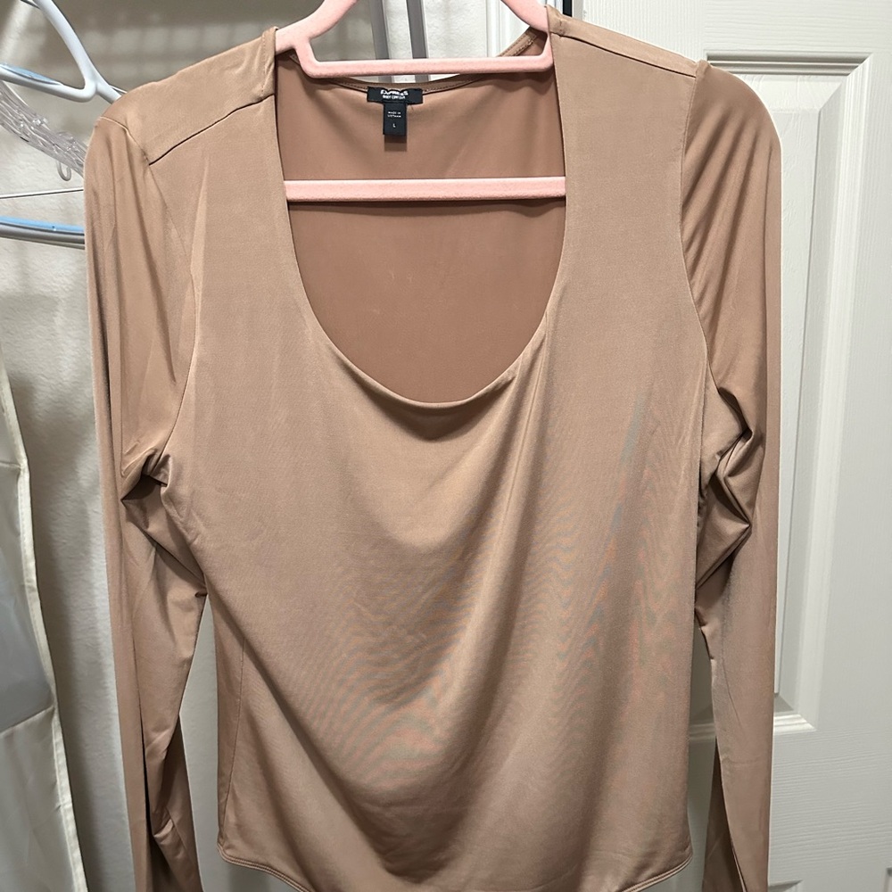 Body Contour Stretch Cotton Scoop Neck Long Sleeve Bodysuit